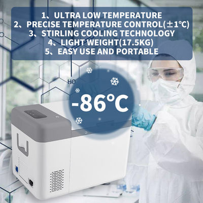 -86C Degree 25L Mini Medical Freezer for Vaccine Transport Portable and High Capacity